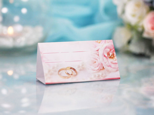 Банкетная карточка В-185 Свадебная банкетная карточка для рассадки гостей на банкете тройного сложения, цветная печать