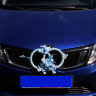 Свадебные кольца на радиатор автомобиля - Голубые кольца на радиатор автомобиля