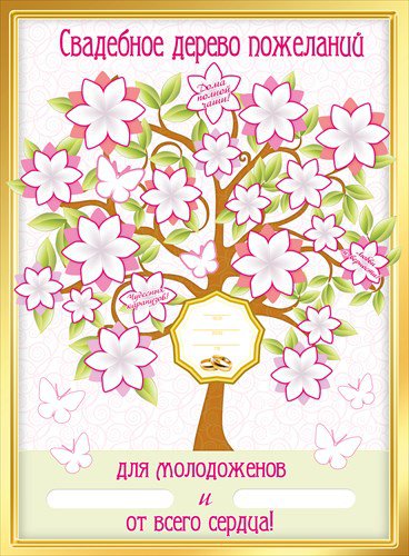 Плакат Свадебное дерево пожеланий, 070.028 Свадебный плакат размером 440*600мм