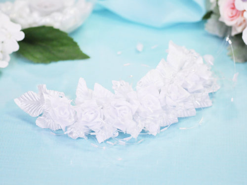Цветы для свадебной прически 24 Веточка цветов для свадебной прически невесты, 23*6см, цвет белый