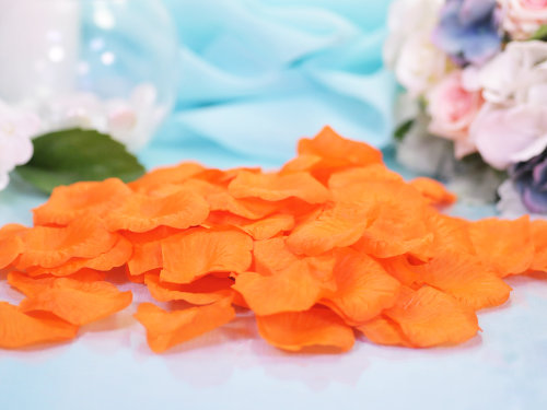 Лепестки для осыпания молодых, оранжевые Лепестки роз из ткани для свадьбы, оранжевые