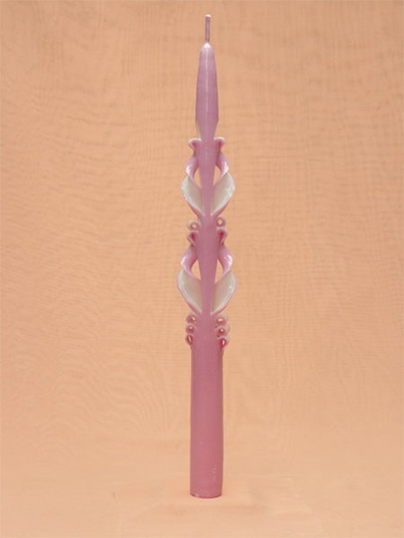 Свадебная свеча резная тонкая розовая Свадебная резная свеча, розовый цвет для зажжения домашнего очага, длина 30см