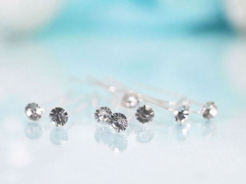 Шпильки с крупными кристаллами Шпильки с кристаллами для украшения свадебной прически, в упаковке 9шт