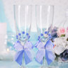 Свадебные бокалы Нежность, deco-036 цвет голубой - Свадебные бокалы Нежность, deco-036 цвет голубой