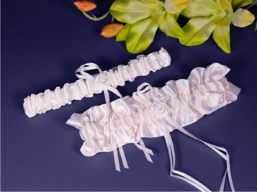 Свадебная подвязка А-059 Двойная свадебная подвязка, в наличии цвет белый и молочный