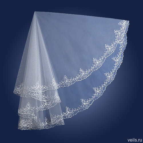 Свадебная фата с вышивкой 11 Белая фата для невесты с нежной вышивкой рисунок 11, размер 140*140см, длину ярусов можно регулировать