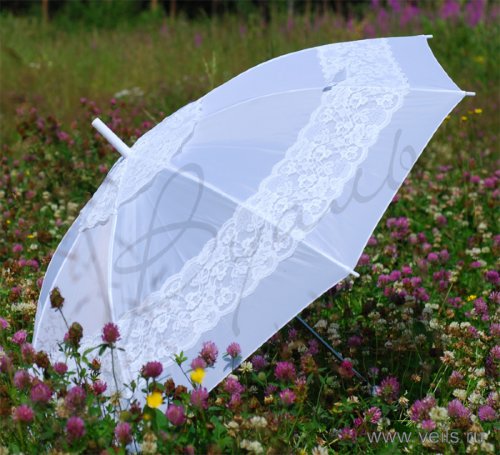 Свадебный зонт 01 Свадебный белый зонт с кружевом