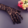 Перчатки №4 черные, гипюр  - черные гипюровые перчатки, 45см