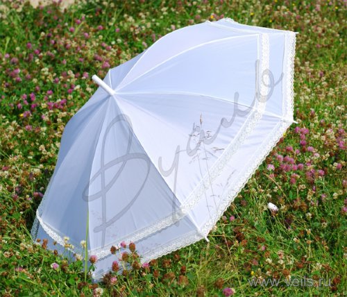 Свадебный зонт 04 Свадебный белый зонт с кружевом по контуру зонта. Изготовление на заказ, 3-4 дня
