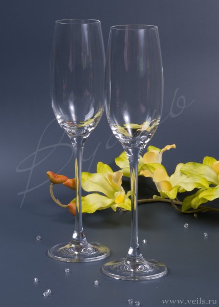Свадебные бокалы Rona 180мл, 2 шт. Бокалы на высокой ножке для шампанского 180мл из хрустального стекла, высота 225мм
