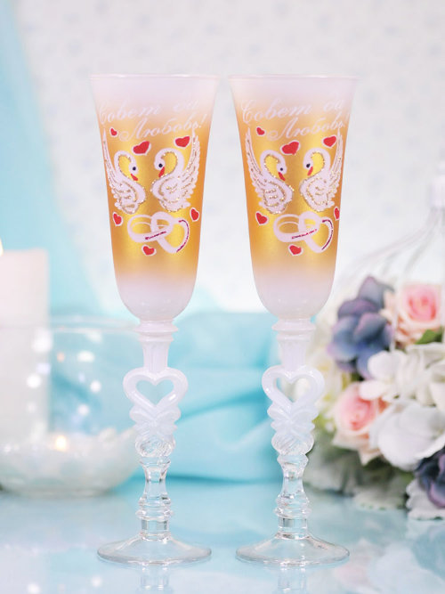 Свадебные бокалы 15-87 Свадебные бокалы для шампанского с ручной росписью