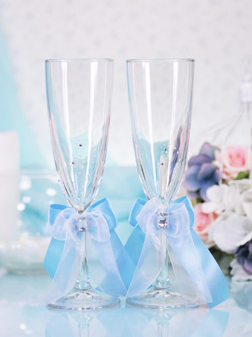 Свадебные бокалы deco-040, Завиток Бокалы для свадебного шампанского, ручной декор. Выберите необходимый цвет, указав номер фото в заказе