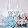 Свадебные бокалы Wed-4, белый металл - Свадебные бокалы с сердцем в ножке Wed-4, белый металл
