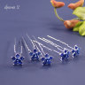 Шпильки для прически с кристаллами, 5 шт - Шпильки для свадебной прически голубые, фото 3