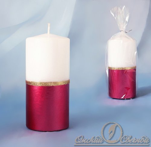 Свадебная свеча пенек рубиново-белый Свадебная свеча пенек, цвет рубин с белым