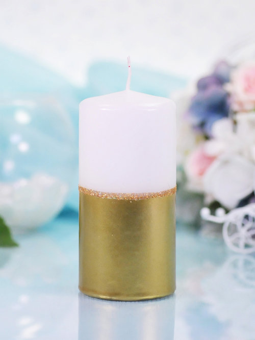 Свеча свадебная, пенек золотисто-белый 3926 Свадебная свеча пенек, цвет золото с белым