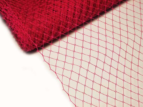 Сетка вуаль 25 см красная Сетка вуаль для изготовления шляпок и вуалеток с размером ячейки 1см, цвет красный