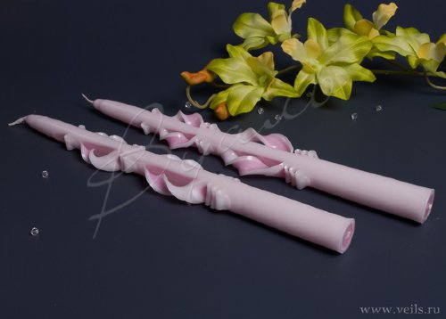 Свеча резная тонкая 1 шт., цвет бело-розовый Свадебные венчальные резные свечи, ручная работа.
высота - 30 см