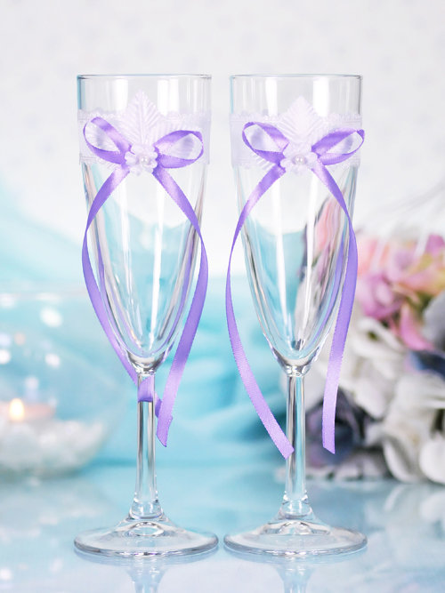 Свадебные бокалы, deco-029 Свадебные недорогие бокалы для шампанского, ручной декор, цена за 2 шт.