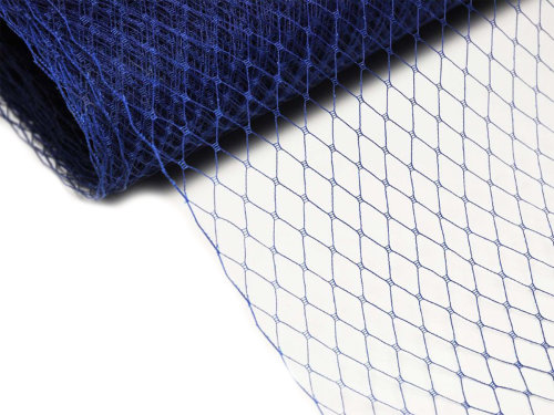 Сетка вуаль 25 см синяя Сетка вуаль для изготовления шляпок и вуалеток с размером ячейки 1см, цвет синий