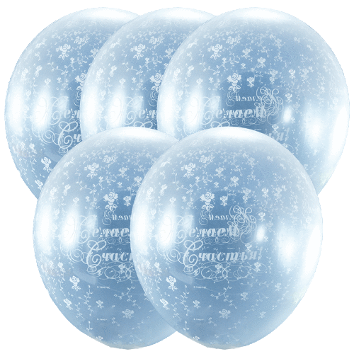 Набор прозрачных шаров Желаем счастья, 10шт Свадебные шары прозрачные с розочками и надписью Желаем счастья. Размер 28см