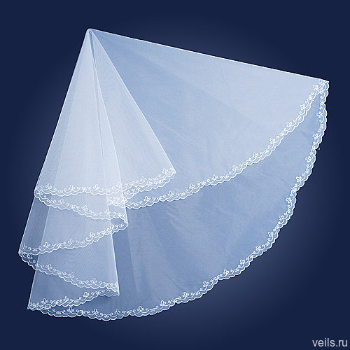 Свадебная фата с вышивкой 32 Белая фата для невесты с бирюзовой вышивкой рисунок 32, размер 140*140см, для крепления в прическу длину ярусов можно регулировать