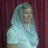 Белый палантин снуд для венчания или крещения - Венчальный шарф снуд с цветочным орнаментом, фото 1