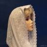 Белый палантин снуд для венчания или крещения - Белый шарф снуд для крещения или венчания с белой вышивкой