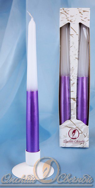 Свеча античная 2шт, сиренево-белая 001138  Свадебная свеча античная, сиренево-белая, в упаковке 2 штуки. Подсвечник приобретается отдельно.
