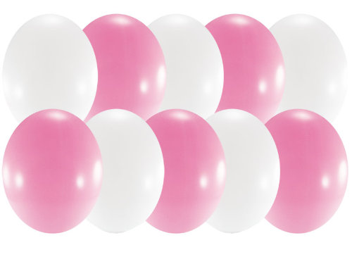 Праздничный набор из 10 шаров 30см, розовые с белым Набор из 10 однотонных шариков размером 30см для оформления свадьбы или другого торжества, в наборе 2 цвета: розовый и белый
