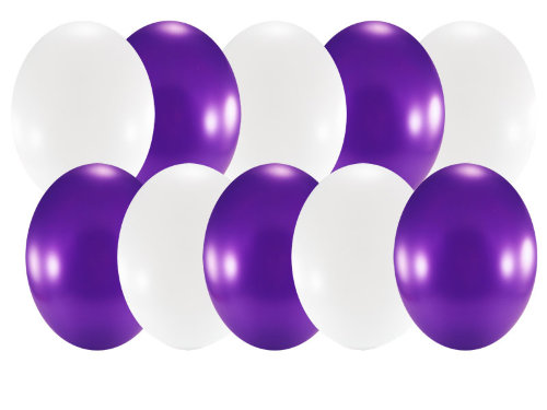 Набор свадебный, 10 шаров 30см, фиолет с белым Набор из 10 однотонных шариков 30см для оформления свадьбы, 2 цвета: фиолетовый и белый