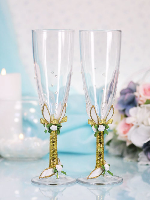 Свадебные бокалы Миллада Свадебные бокалы, ручной декор, цена за пару