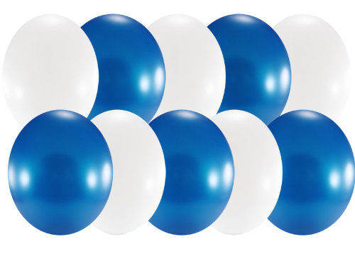 Набор свадебный, 10 шаров 30см, синий с белым Набор из 10 однотонных шариков 30см для оформления свадьбы, 2 цвета: синий и белый