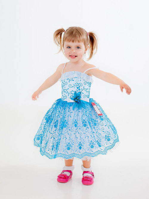 Нарядное платье Анфиска для девочки 1,5 лет Нарядное платье для девочки 2-3 лет, два варианта цвета: как на фото и белое с голубым/бирюзовым