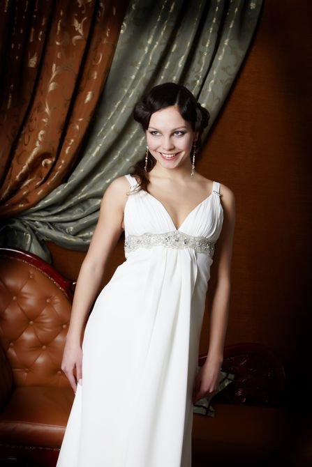 Свадебное платье Тидея, 50 размер Свадебное платье кремового цвета в стиле ампир