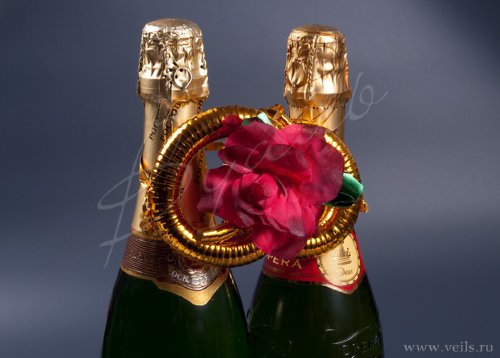 Кольца и сердца для шампанского Украшение для бутылок свадебного шампанского